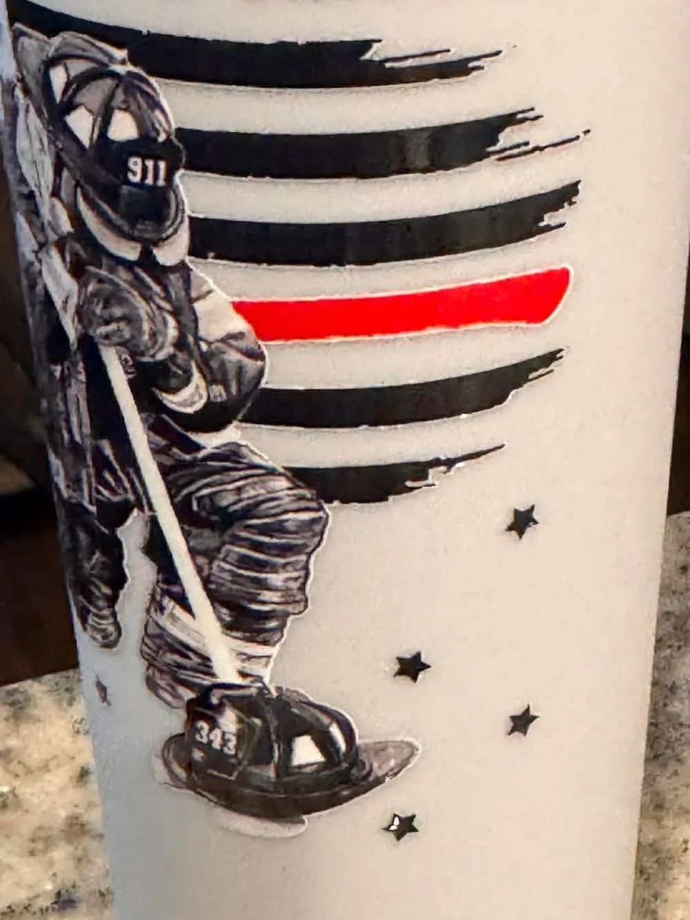 Firefighter Tribute Tumbler - White with Red & Black Accent NEW IN BOX